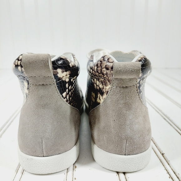 NEW PAIGE Annie Snake Embossed Mid Top In Black/ White Multi Sneakers K820 - Picture 6 of 12